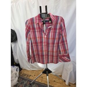 Foxcraft Fitted Stretch Blouse Size‎ 16 Large Buttons Bell Sleeves Lagonlook,...